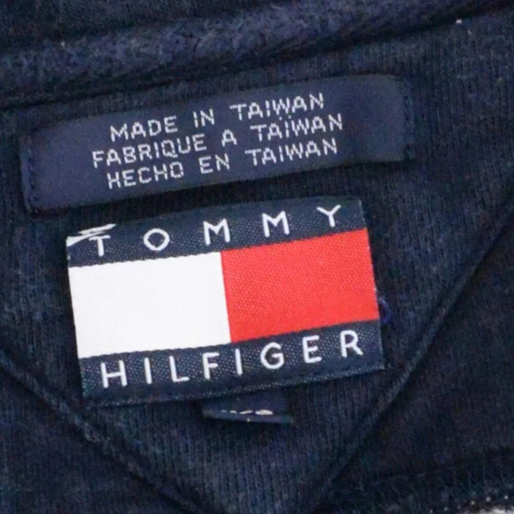 Vintage 90's Tommy Hilfiger Gray And Navy Half Zip Pull Over Sweater Size Large - Picture 10 of 10